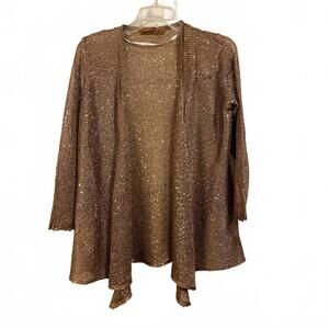 Belldini Sparkling Tan Sequin Cardigan